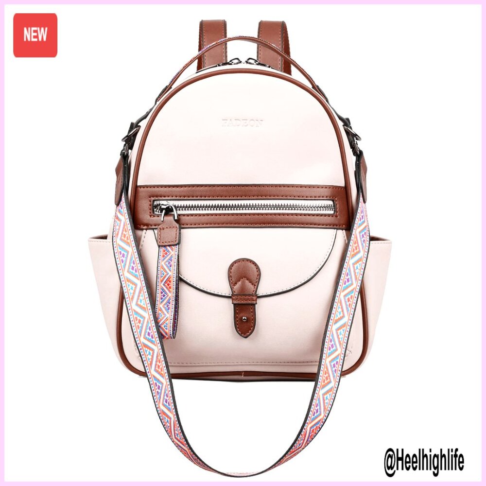 Mini Backpack Purse, Faux Leather, 10 Pockets, Waterproof, Shoulder Bag